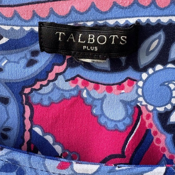 Talbots Plus sheath Dress with Side Knot Cap Sleeves Midi Length Career Church - Picture 2 of 10